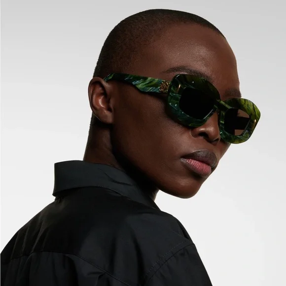 LOEWE Screen Anagram marble green rectangular sunglasses  display picture 2